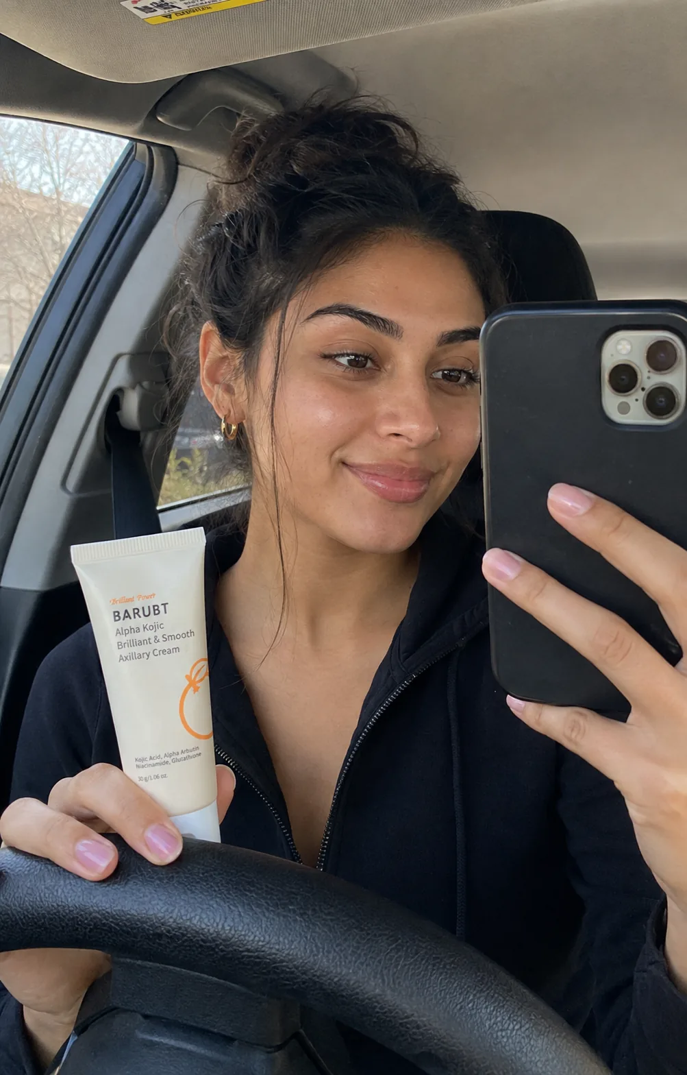 Customer at the beach with even skin tone